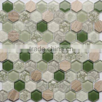 New! glass mosaic,ceramic mosaic,hexagonal mosaic,inkjet mosaic ID3203H