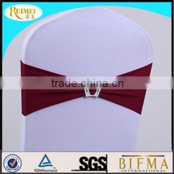SH1004-5white spandex chair cover with red organza sash