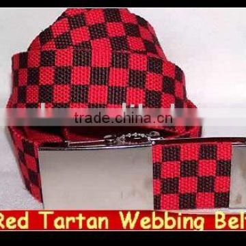 Red Tartan Canvas Webbing Belt