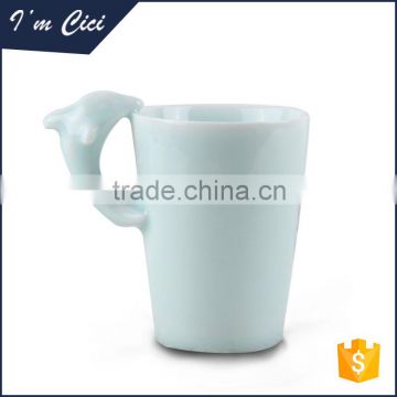 Pure white fish handle ceramic cup CC-C034