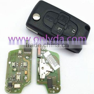 Peu-geot-R05E for Peugeot 4 Button Flip Remote Key with 433mhz (battery on PCB) with HU83 blade