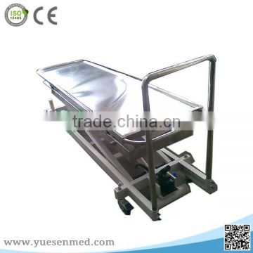 YSSJT-1C Stainless steel mortuary equipment hydraulic system corpse trolley