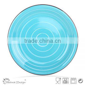 Colorful Handprinting Ceramic Round Plate cheap stoneware dinner plate