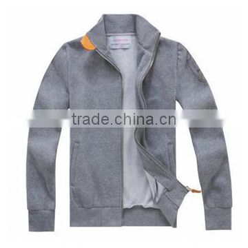 dark gray color plain sweatshirts Hot whosale Zipper hoody without hood plain sweat shirt for men