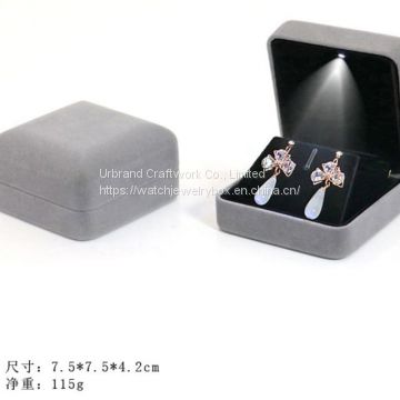 Wholesale Fashion Elegant Custom Design Velvet Earring jewelry Packaging Box With Led Light