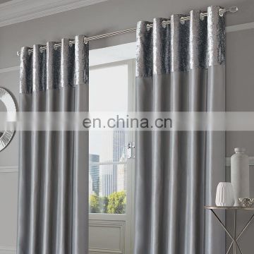 Amazon Hot Sale UK Style Crushed Velvet Silver Window Curtains, Faux Silk Luxury Blackout Curtains For Living Room