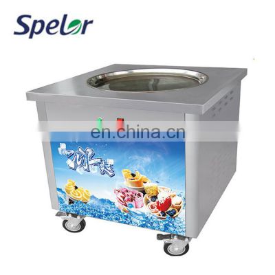 China Manufacturer Hot Sale Round Single Pan Mini Fry Ice Cream Making Fried Roll Ice Cream Machine For Sale