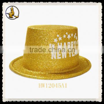 Yellow PVC with Glitter Happy New Year Top Hat