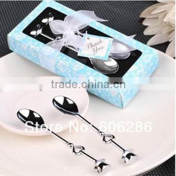 Hot Sell Wedding and Party favors Silver Love Heart Lovers Spoons Coffee Spoon supplies