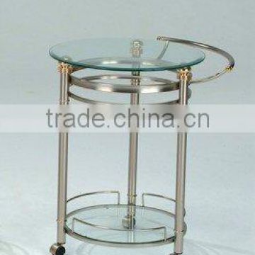 Trolley/ Round Glass Serving Cart