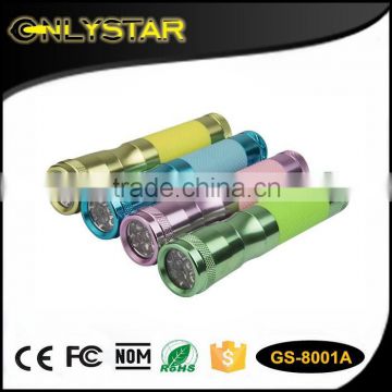 Onlystar GS-8001A luminous glow rubber coat aluminum cheap led flashlight
