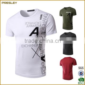 2016 Hot sell Men's Presrhinked 180gsm Single Jersey Cotton 100% T-Shirts With Silkscree Printing For Promotion