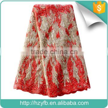 High quality lace fabric korea / red green cheap cotton tulle lace / wholesale french lace for wedding dress