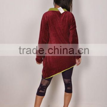 cotton velour dress in tilted view