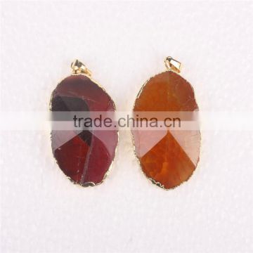Golden Electroformed Edge Dyed Colors owl Drusy Agate Druzy Pendant Bead necklace--OEM welcome