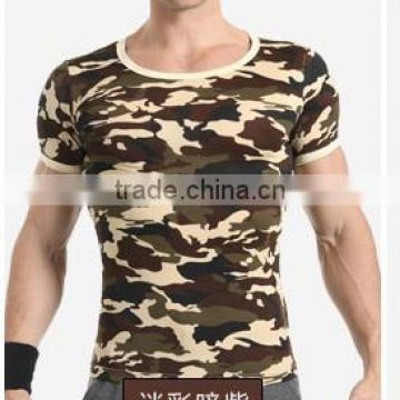 2015 Mens cotton kinitted camo t shirts with quick dry and moisture transfer function