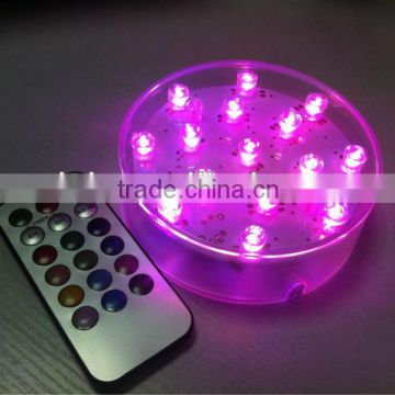 15 LEDs 4 inch LED Undervase light Multi-color with remote control