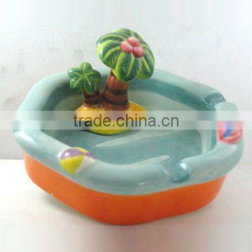 Hand-painted Ceramic Ashtray -Cocunt palme