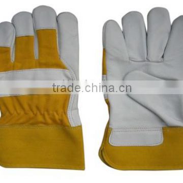 Cow Grain Leather Palm Glove with Drill Cotton Back