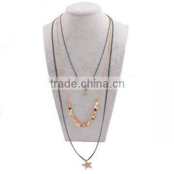 2015 Latest Design Elegant Women Multiple Star Pendant Extra Long Chain Necklace Jewelry