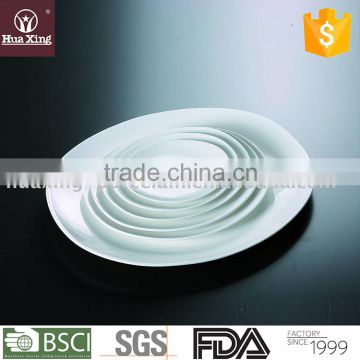 H3662 oval white color customized sizes fine porcelain dinner plate