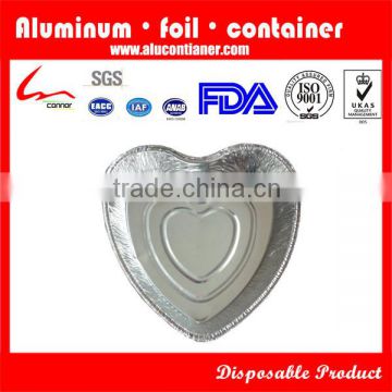 Hot Sell Disposable Heart- shaped Small Cake Packaging Aluminum Foil Container