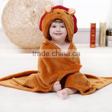 embroidery Bear baby soft thick coral fleece baby blanket