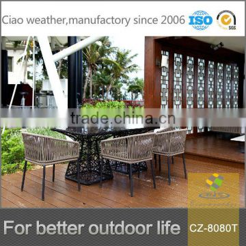 Modern design cane dining table set outdoor rattan coffee table with chair