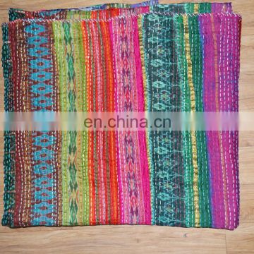 Vintage old patola silk saree kantha quilt vintage reversible indian throw kantha quilt..