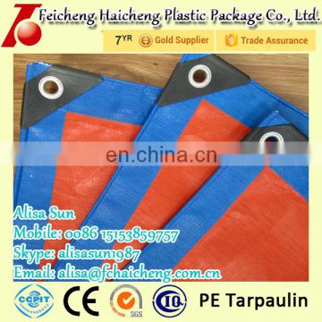 heavy duty:170g width:4m blue/orange color PE tarpaulin rolls /good quality for truck cover tarps