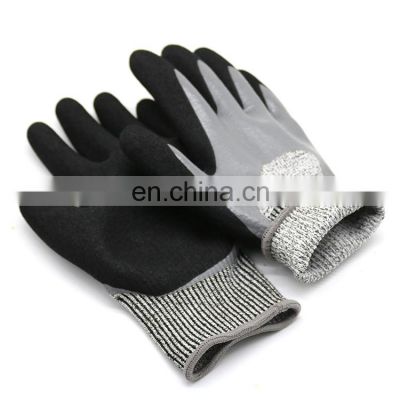 High Quality Level 5 Cut Resistant Gloves Nitrile Sandy AnCut Resistant Gloves Nitrile Sandy Anti Cut Gloves for Assembly Worker