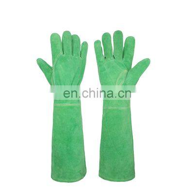 HANDLANDY Rose Pruning Long Cowhide Leather Thorn Proof Long Gauntlet Gardening Gloves for Men Women