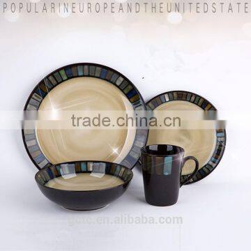 16-piece stoneware dinnerware set with mosaic design