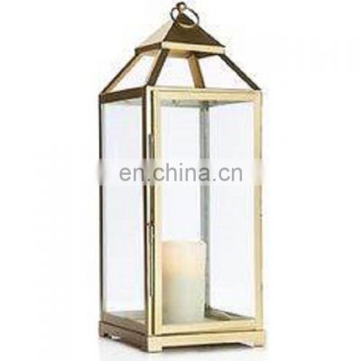 golden unique metal & glass fancy lantern