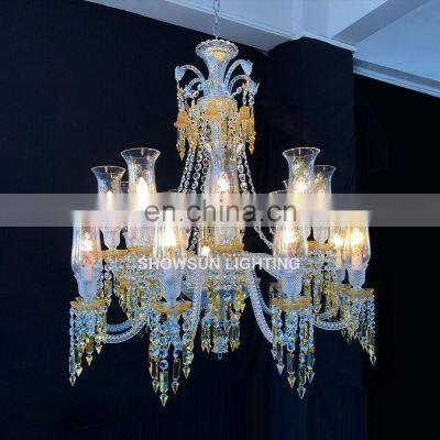 Custom hotel large chandeliers pendant lights led staircase luxury modern K9 crystal chandelier