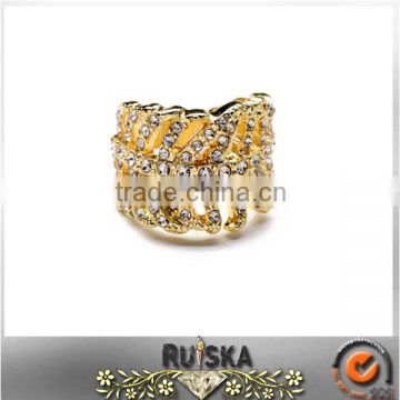 Golden Color Feather Shape Filigree Ring