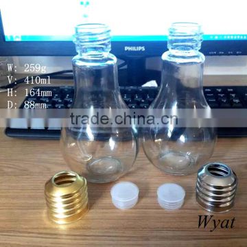 cheap 400ml bulb shape glass beverage bottles with lids 14oz manufacturer                        
                                                Quality Choice