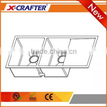 Customized hote without faucet double bowl drainboard undermount commercial stainless steel sink