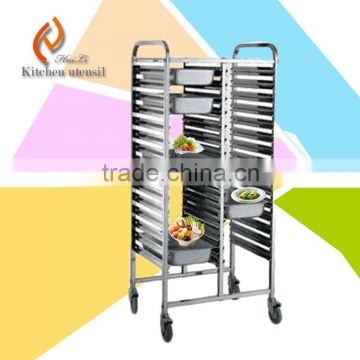 Convenient kitchen GN pan tray dish trolley with stainless steel for commercial industrial hotel restaurent