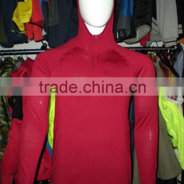 2015 High quality hooded merino wool underwear for outdoor jacket