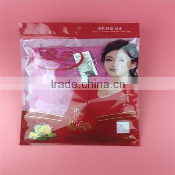 Plastic garment packaging bag with zip lock