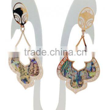 Stainless Steel newest style laser cut patterns with very pretty inlays earring