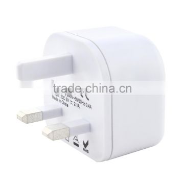 Hot sale 5V 2.1A best design travel used UK type Cyprus usb charger