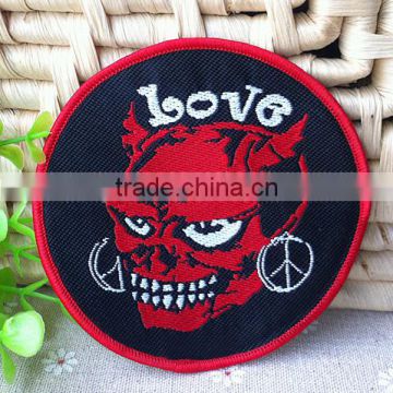 Custom made high quality Love World Peace iron on woven patch/woven badge