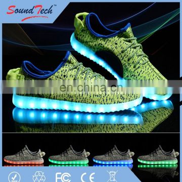 Hight quality canvas upper material 7 colors USB charging adults changing led shoes