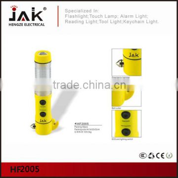JAK HF2005 CE and RoHS certificated 1w White LED and 18 Red LED Light with hammer belt cutter and magnet for stalled car
