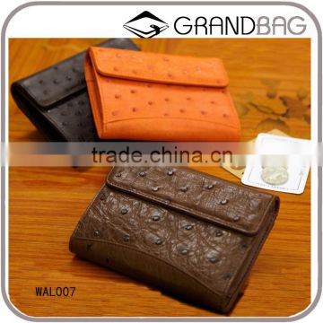 guangzhou manufacturer wholesale ostrich leather ladies short wallet for women