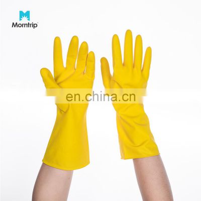 Eco Friendly Food Grade Yellow Rubber Latex Household Cleaning Dish Washing Scouring Safety Hand Gloves