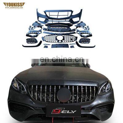 Ukiss Genuine Front Car Bumper For Benz E Class W213 Upgrade E63SAMG Body Kit With GT Grille Install Together Bumper 17 18 19 20