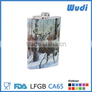 reindeer in snow hip flask,animal picture hip flask HF104